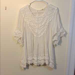White lace peasant top